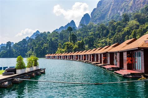 Floating Bungalows at Khao Sok National Park, Cheow Lan Lake, Thailand Stock Photo - Image of ...