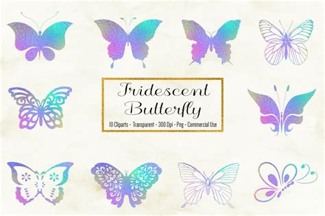 Butterfly Clipart, Iridescent Butterfly