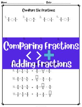 Comparing and Adding Fractions by Cool Math Gems | TPT