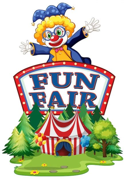 Free Vector | Fun fair sign template with happy clown in