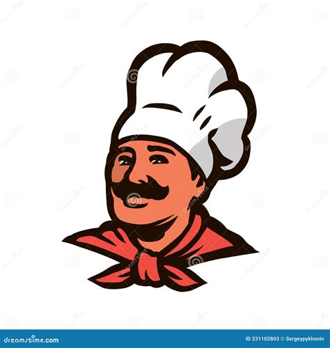 Chef Food Logo. Cartoon Style for Restaurant Vector Illustration Stock Vector - Illustration of ...