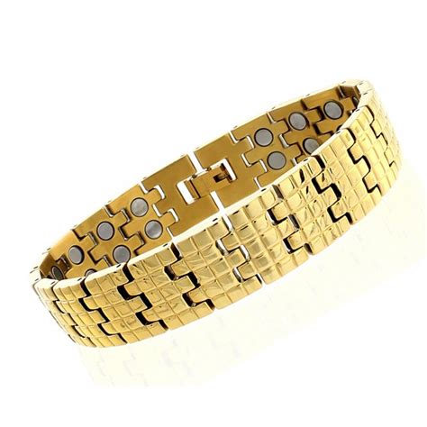 Gold Plated Stainless Steel Magnetic Bracelet Double Magnets - jewelry.farm