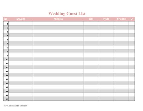 Wedding Guest Excel Template