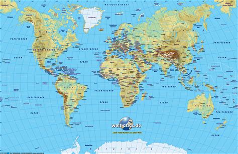 world map physical - Sallie's blog