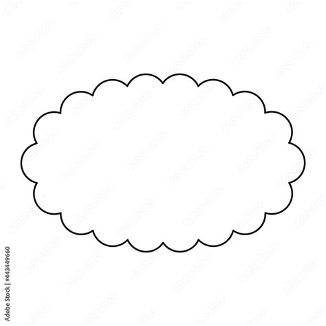 Scalloped oval outline shape. Clipart image isolated on white background Stock Vector | Adobe Stock