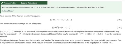 Understanding the Weierstrass- Bolzano theorem