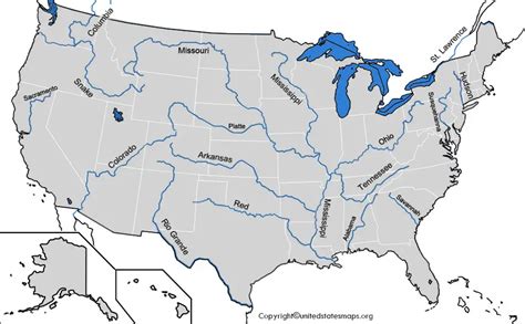 US Rivers Map Printable in PDF [River Map of US]