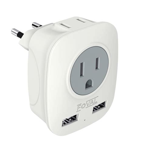 European Plug Adapter, FOVAL International Travel Power Adaptor with 2 ...