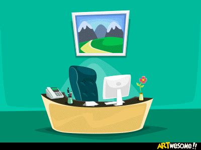 Cartoon Office Desk Illustration by Muhamad Rizqi on Dribbble