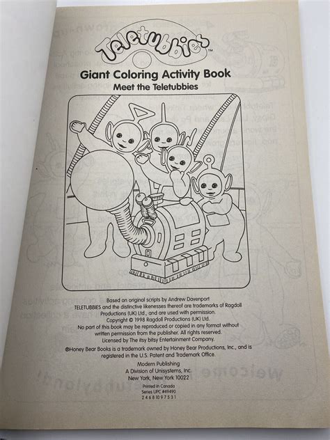 Vtg Teletubbies Coloring Activity Book Andrew Davenport 1998 Ragdoll Productions | eBay