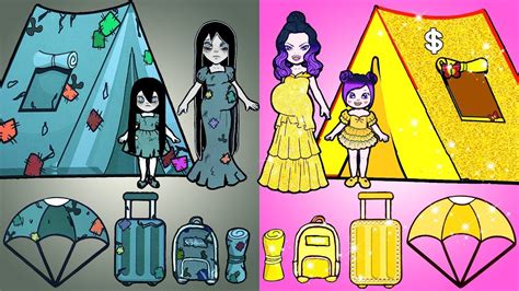 Paper Dolls Dress Up - Rich Mom vs Broke Mom | Family Camping Paper ...