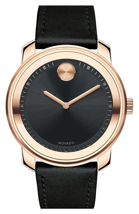 Movado 'Bold' Leather Strap Watch, 43mm | Nordstrom