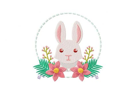 Cute Floral Rabbit Embroidery Design – Daily Embroidery