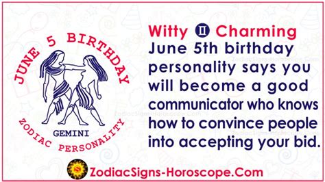 June 5 Zodiac (Gemini) Horoscope Birthday Personality and Lucky Things