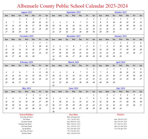 Albemarle County Public School Calendar 2023-2024 - My School District ...