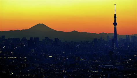 Tokyo Skyline At Sunset by Vladimir Zakharov