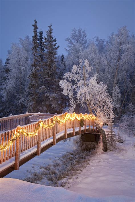 Bridge Decorated With Christmas Lights Photograph by Jeff Schultz - Fine Art America