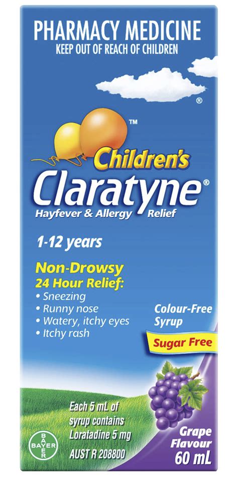 Claratyne Children's Hayfever & Allergy Relief Antihistamine Grape Flavoured Syrup 60ml ...