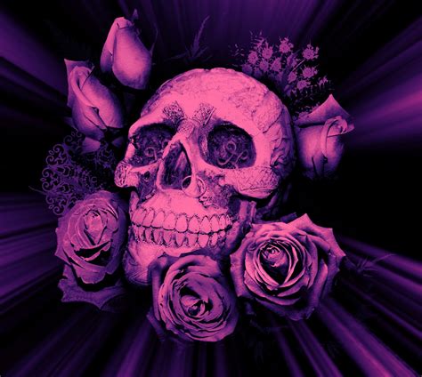 Download Purple Skulls And Roses Wallpaper - Pink And Purple Skull On Itl.cat