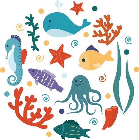 set of sea animals 11864402 Vector Art at Vecteezy