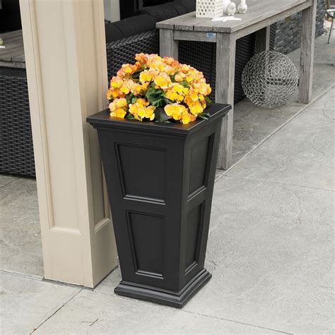 Tall Black Planter Outdoor Patio Furniture Plant Box Garden Pot 28.5 x ...