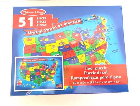 MELISSA & DOUG HOMESCHOOLING! USA Map Floor Puzzle 2'x 3' Large, 51 Jumbo Pieces $34.95 - PicClick