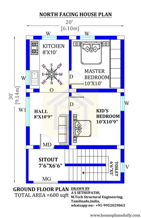 20x30 Best North Facing House Plan with Vastu - House Designs and Plans ...