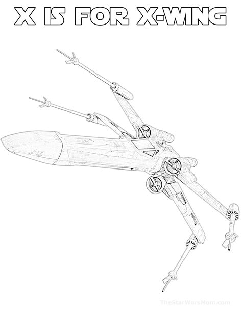 X is for X-Wing - Star Wars Alphabet Coloring Page - The Star Wars Mom – Parties, Recipes ...