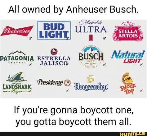 All owned by Anheuser Busch. LIGHT. il uSCH Natural PATAGONIA ESTELLA ...