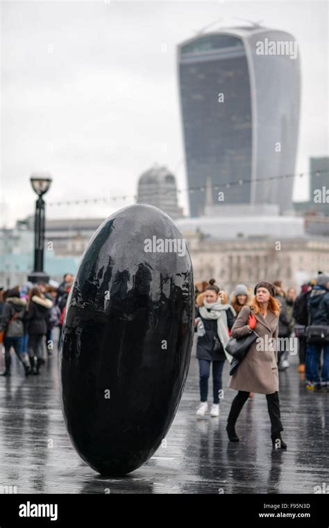 Giant black egg sculpture on South Bank, London with the Handset ...