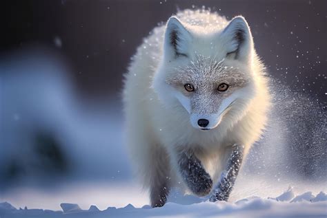 Premium AI Image | Arctic fox hunting in snow