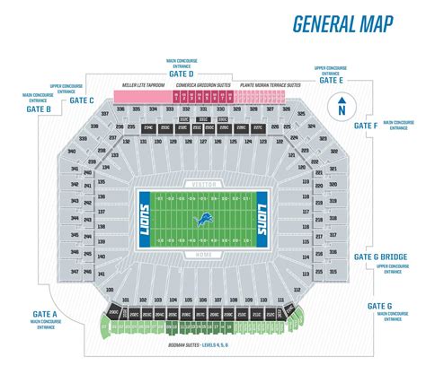 Detroit Lions Interactive Seating Chart with Seat Views