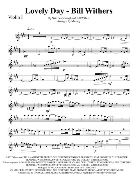 Lovely Day (arr. Marmpy) by Bill Withers Sheet Music for String Quartet at Sheet Music Direct