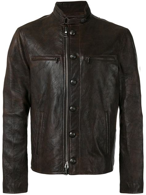 Lyst - John Varvatos Button-down Leather Jacket in Brown for Men