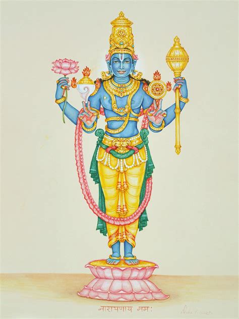 Standing Lord Vishnu (Perumal) | Acrylic and Pencil on Paper | Drdha Vrata Gorrick | Exotic ...