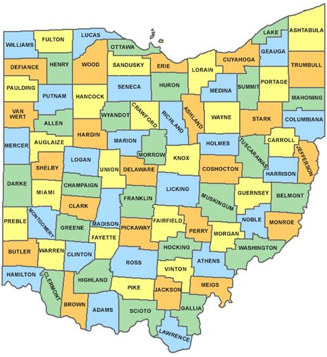 Printable Map Of Ohio Counties