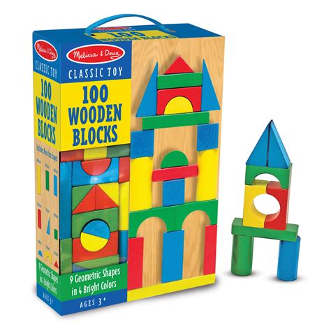 Melissa & Doug Wooden Building Blocks Set (Developmental Toy, 100 ...