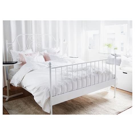White Metal Bed Frame, Bed Base Frame, Full Bed Frame, Queen Bed Frame, Metal Beds, Ikea Metal ...