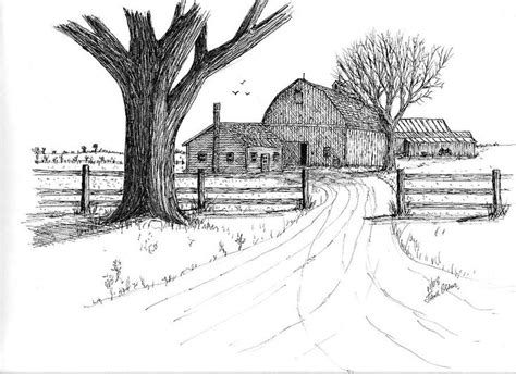 Pin by Artsy Gauged on art | Barn drawing, Landscape pencil drawings, Drawings