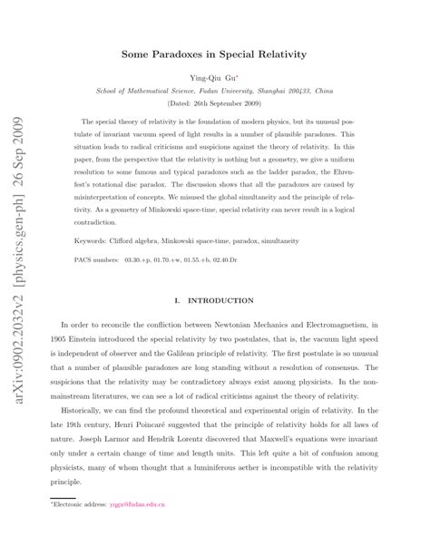 (PDF) Some Paradoxes in Special Relativity and the Resolutions