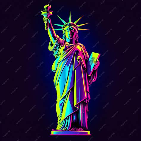 Premium AI Image | Luminous Liberty Neon Silhouette Design of the Statue of Liberty in Neonpunk ...