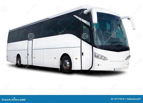 White Tour Bus stock photo. Image of mass, hotel, drive - 10177874