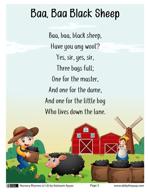 Baa, Baa Black Sheep Nursery Rhyme | Free Printable Papercraft Templates