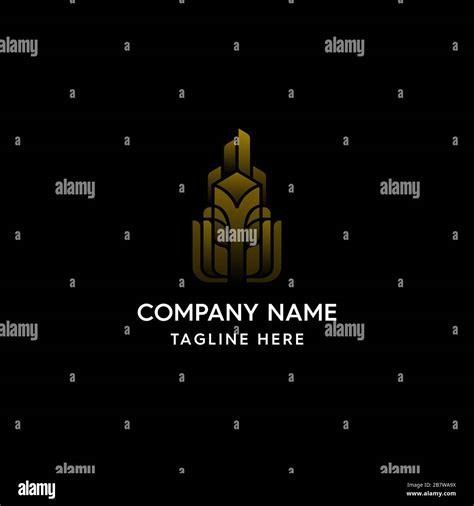 Gold real estate design logo Stock Photo - Alamy