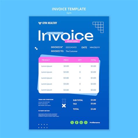 Premium PSD | Gym training invoice template