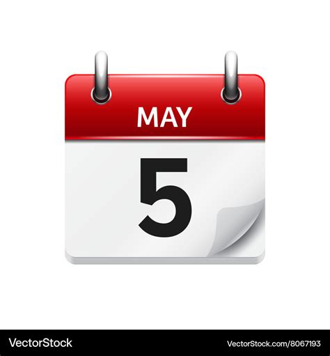 May 5 flat daily calendar icon date Royalty Free Vector