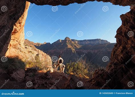 Hikers at the Entrance To the Cave of Domes in the Grand Canyon. Stock ...