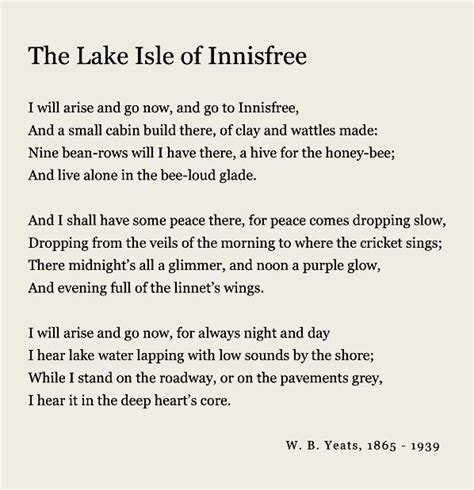 “The Lake Isle of Innisfree” By W.B. Yeats Review | Poetry inspiration ...