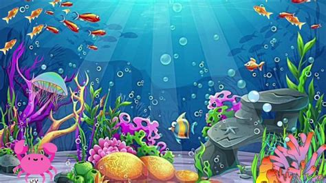 an underwater scene with corals, rocks and other marine life on the bottom water