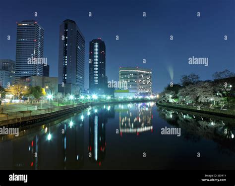 Osaka skyline at night Stock Photo - Alamy